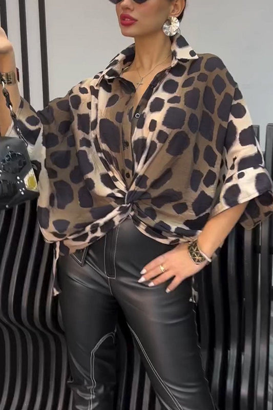 Women's Spring/fall Leopard Print Shirt